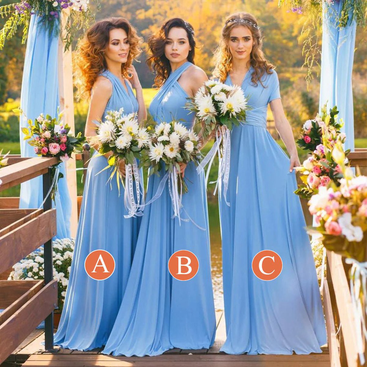 A-line Chiffon Convertible Bridesmaid Dresses