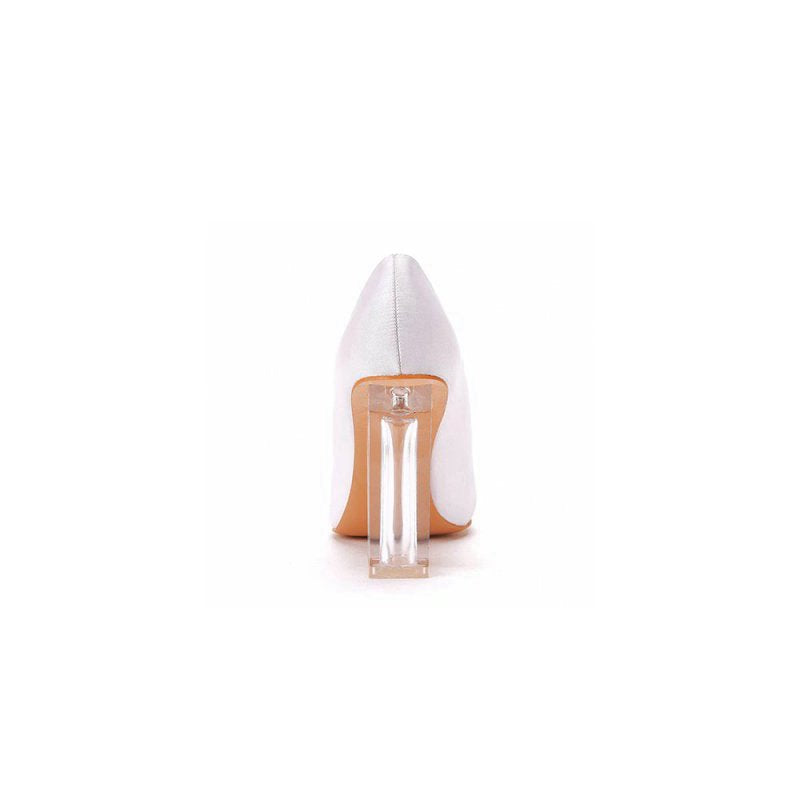Simple Pointed Toe Transparent Block Heels