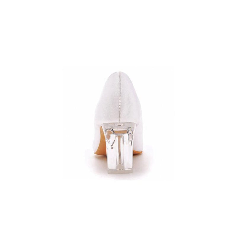 Simple Pointed Toe Transparent Block Heels