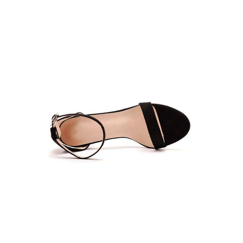 Brief Open Toe ONE-STRAP Buckle Chunky Heel Sandals