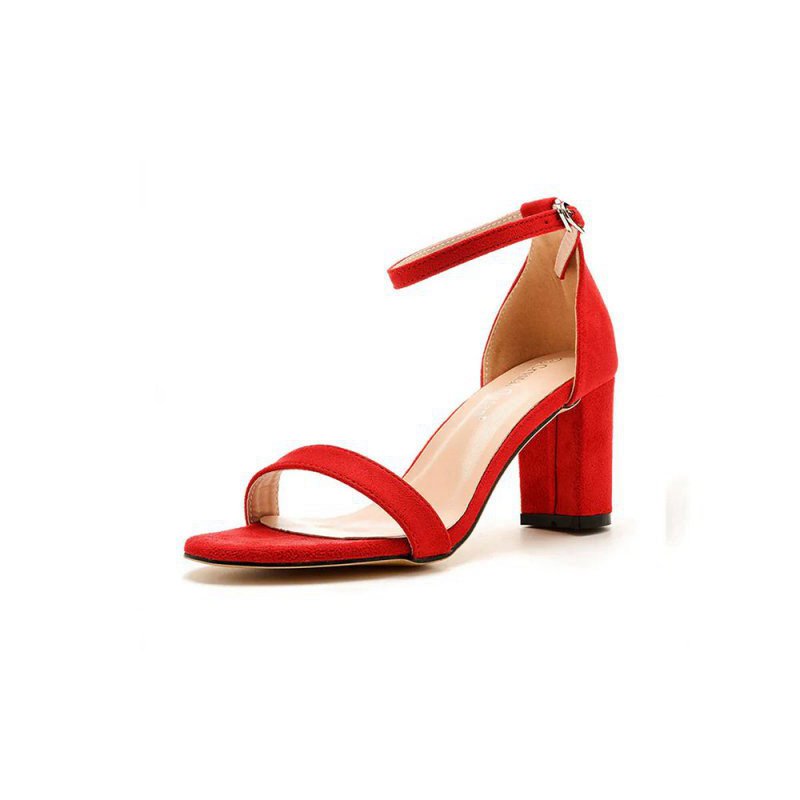 Brief Open Toe ONE-STRAP Buckle Chunky Heel Sandals