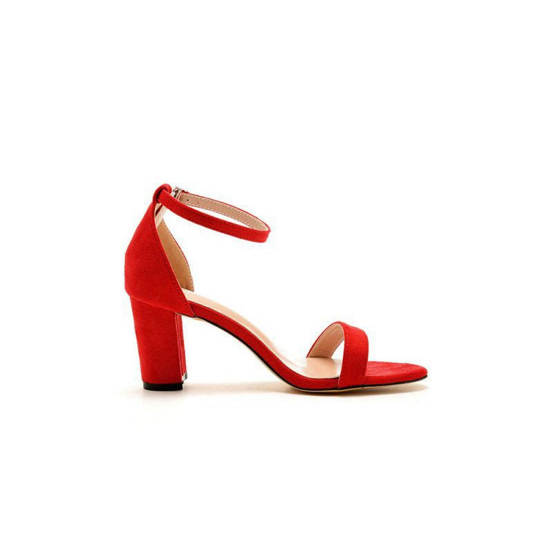 Brief Open Toe ONE-STRAP Buckle Chunky Heel Sandals
