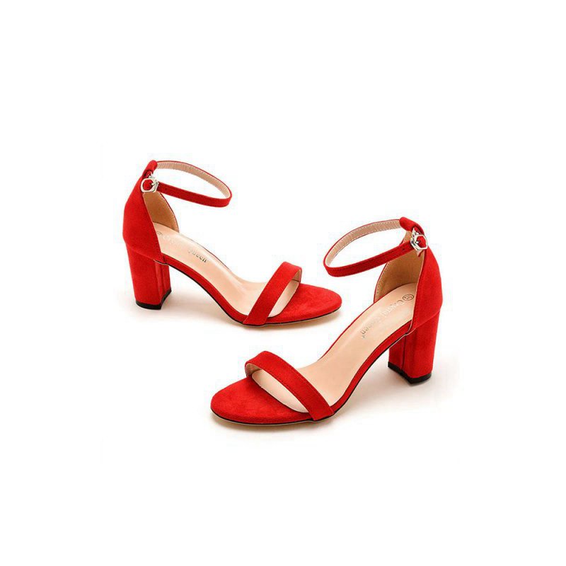Brief Open Toe ONE-STRAP Buckle Chunky Heel Sandals