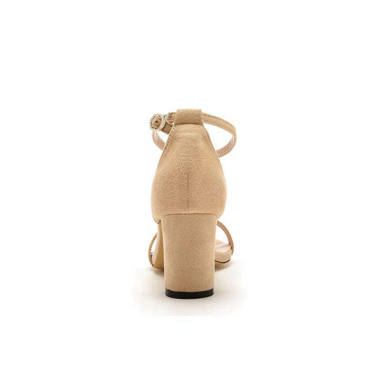 Brief Open Toe ONE-STRAP Buckle Chunky Heel Sandals