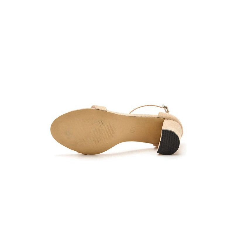Brief Open Toe ONE-STRAP Buckle Chunky Heel Sandals