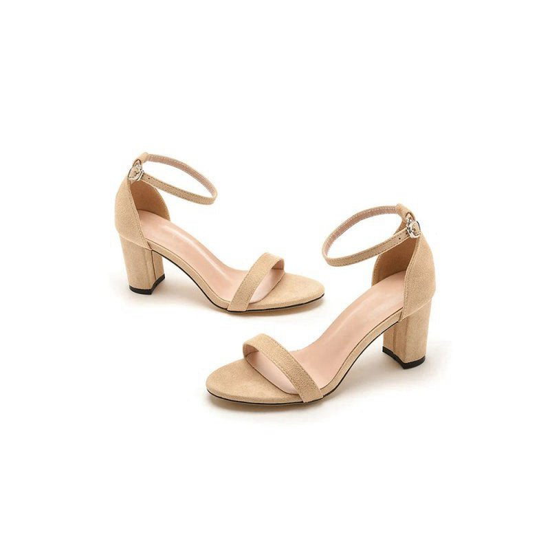 Brief Open Toe ONE-STRAP Buckle Chunky Heel Sandals