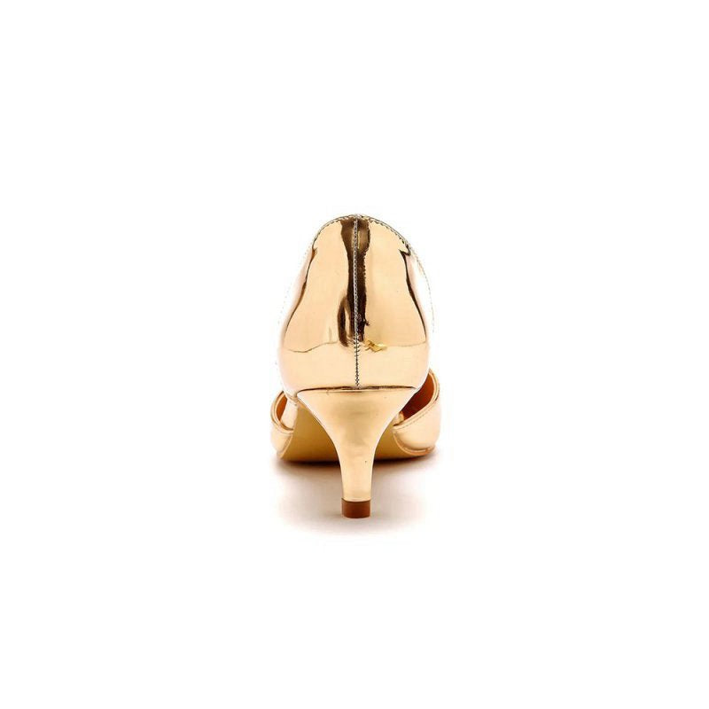 Simple Elegant Mid Cutout Two-Piece Slip on Pointed Toe Kitten Heels