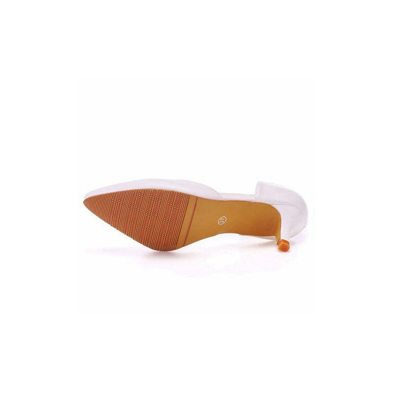 Simple Elegant Mid Cutout Two-Piece Slip on Pointed Toe Kitten Heels