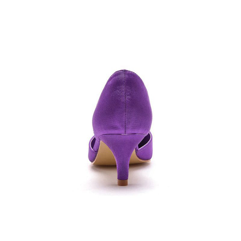 Simple Elegant Mid Cutout Two-Piece Slip on Pointed Toe Kitten Heels