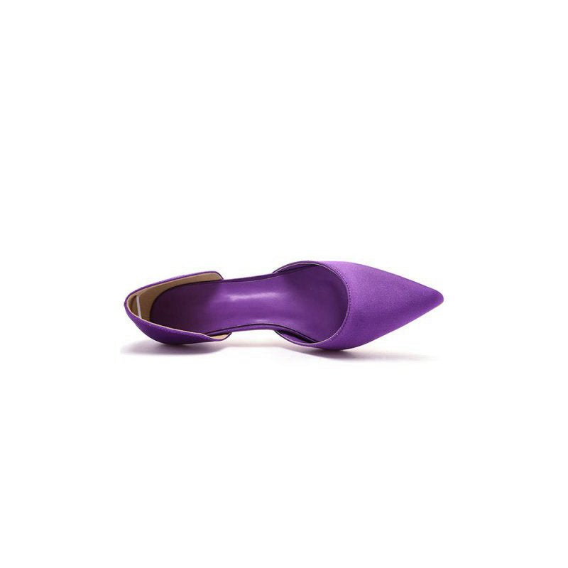 Simple Elegant Mid Cutout Two-Piece Slip on Pointed Toe Kitten Heels