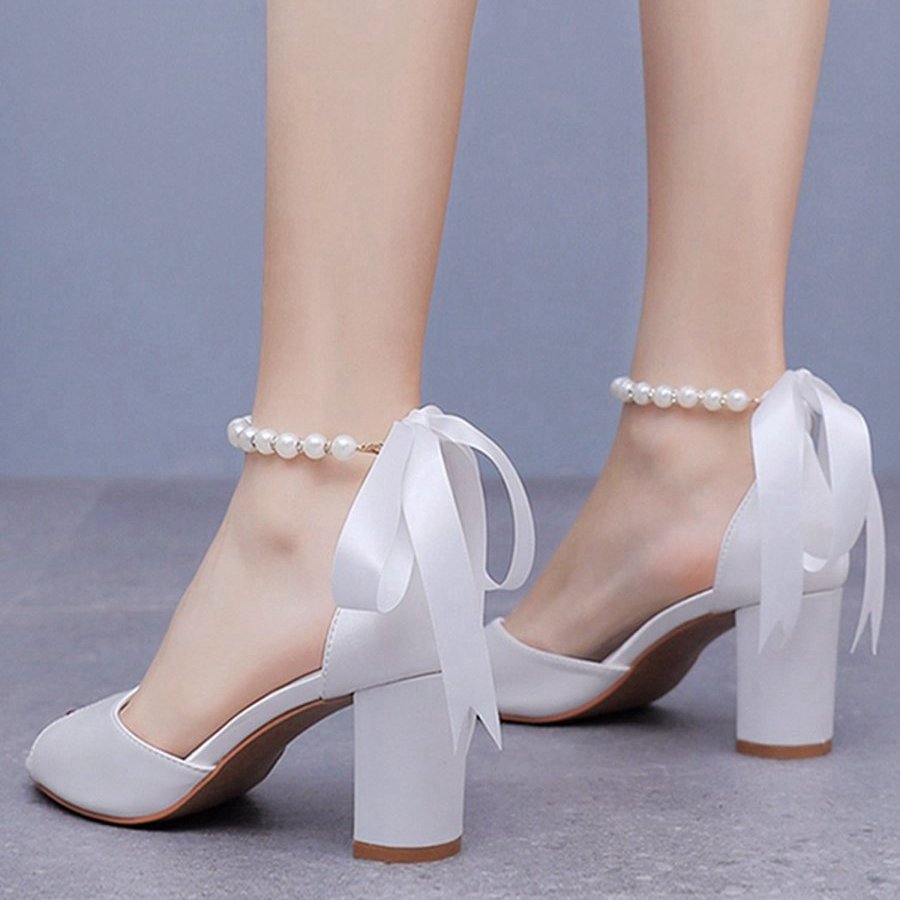 Peep Toe Chunky Heel Sandals with Buckle Straps