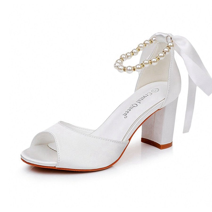 Peep Toe Chunky Heel Sandals with Buckle Straps
