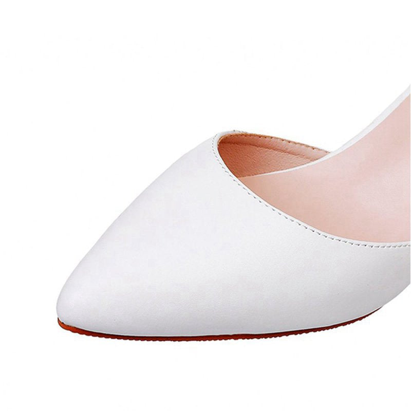 Mid Heel Matte Pointed Toe PU Wedding Shoes