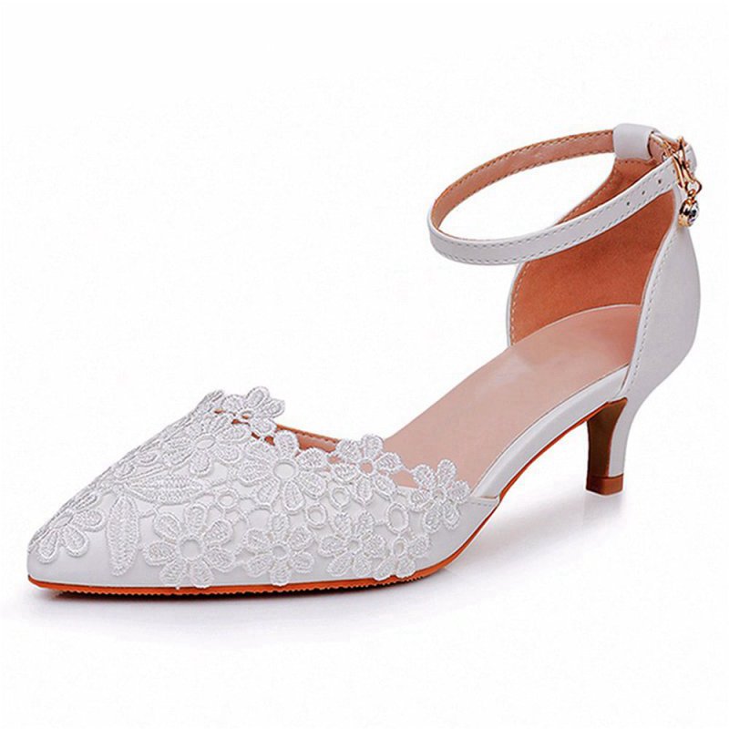 Lace Embellished Stiletto Pointed Toe Sandals