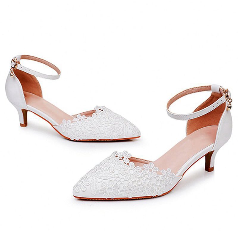 Lace Embellished Stiletto Pointed Toe Sandals