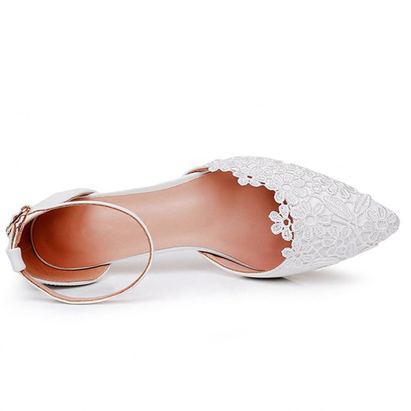 Lace Embellished Stiletto Pointed Toe Sandals