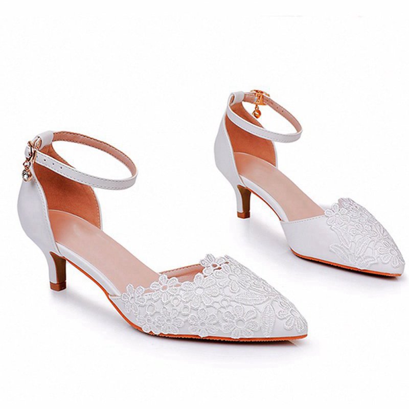 Lace Embellished Stiletto Pointed Toe Sandals