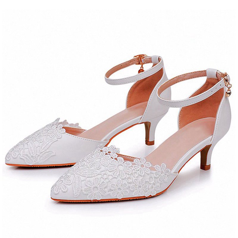Lace Embellished Stiletto Pointed Toe Sandals