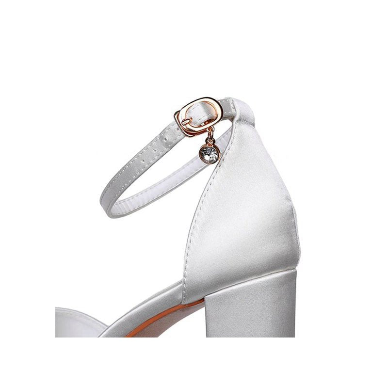 Peep Toe Ankle-Strap Bridal Chunky Heel Sandals