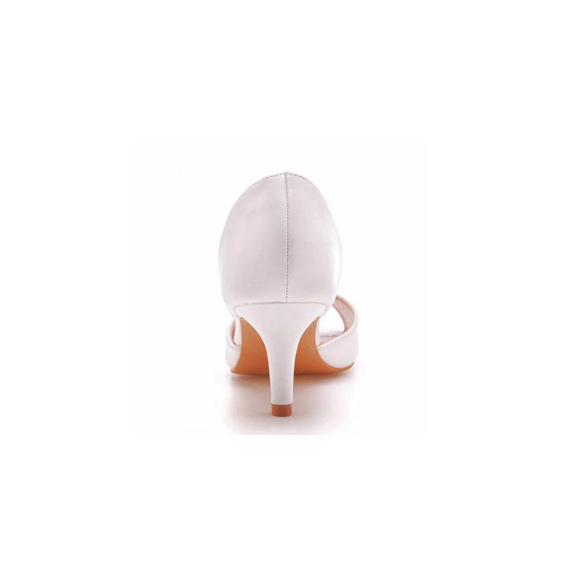 Peep Toe Satin Slip On Shoes High Heel