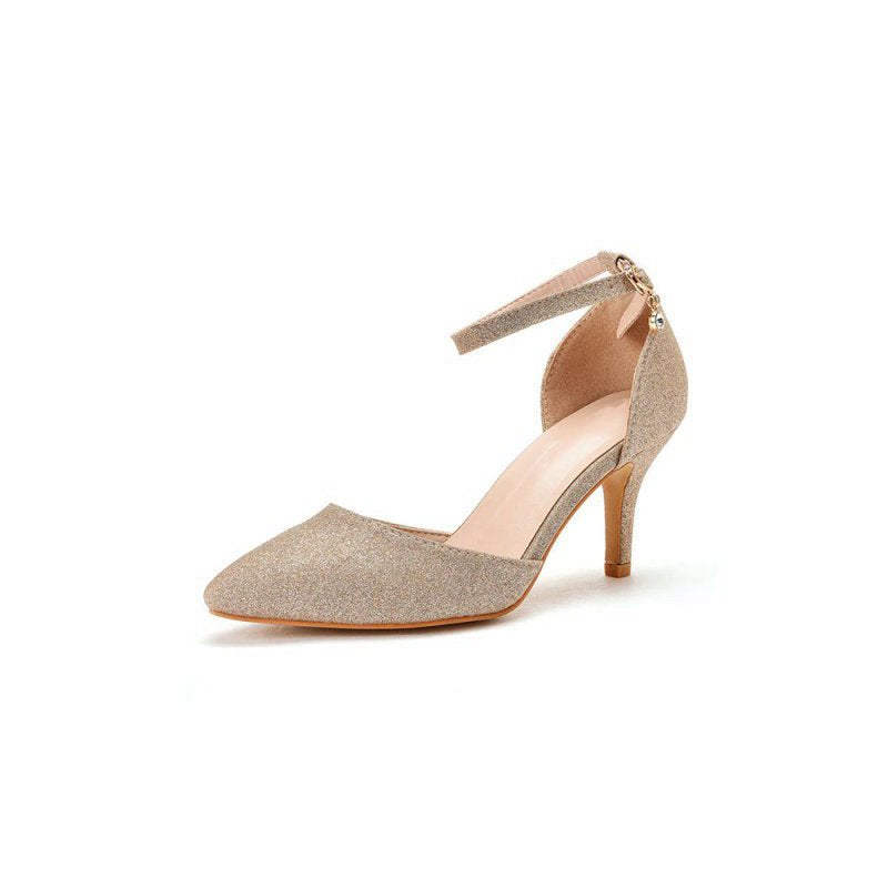 Women's Wedding Shoes Pointed Toe Ankle Strap Stiletto Heels