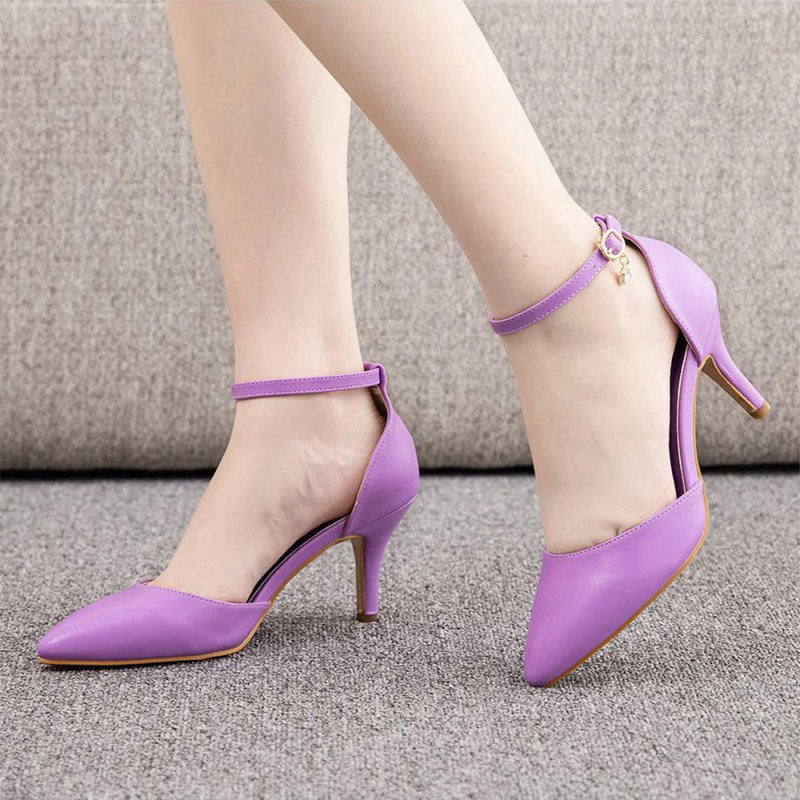 Women's Wedding Shoes Pointed Toe Ankle Strap Stiletto Heels