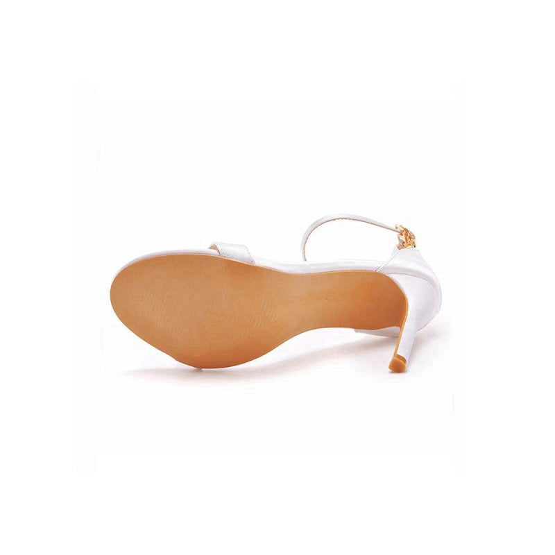 Simple Satin Open Toe Ankle Strap Buckle Stiletto Ultra High Heels