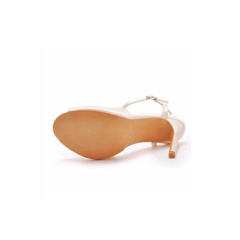 Satin Pearl Peep Toe Stiletto Ankle Strap Buckle Ultra High Heels