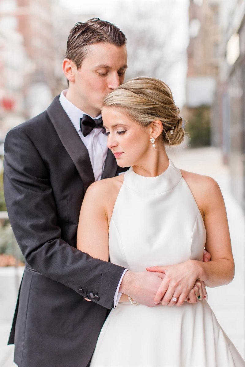 Halter A-line Satin Wedding Dresses with Buttons
