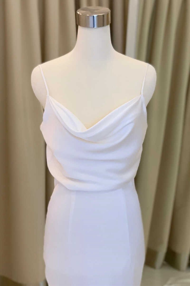 Mermaid Cowl Neck Satin Long Wedding Dresses