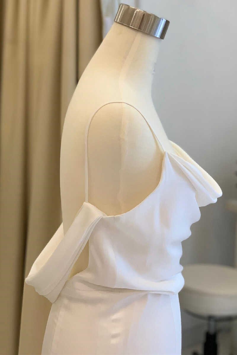 Mermaid Cowl Neck Satin Long Wedding Dresses