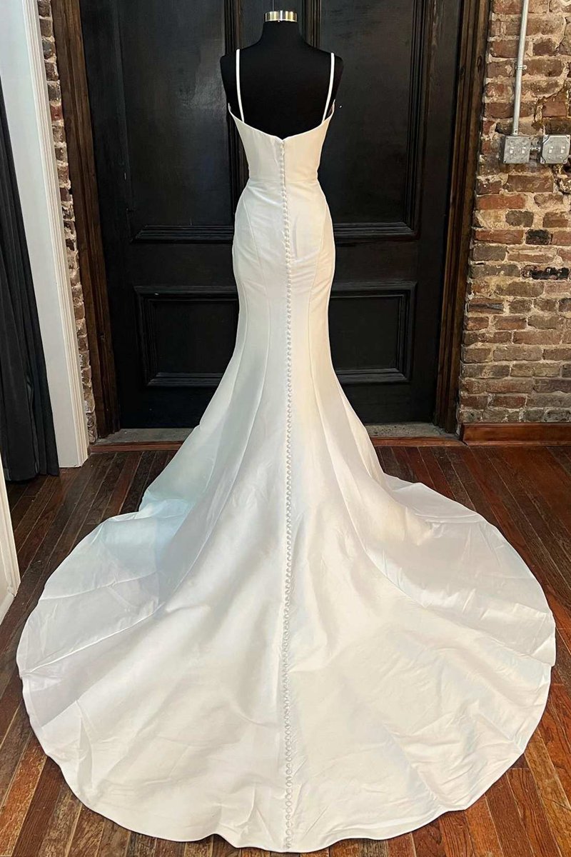 Mermaid Spaghetti Straps Long Lace Wedding Dresses