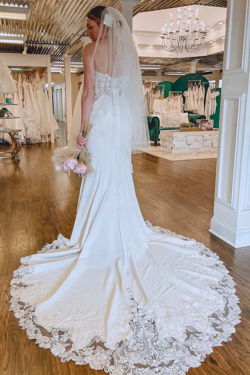 Lace Strapless Mermaid Long Wedding Dresses