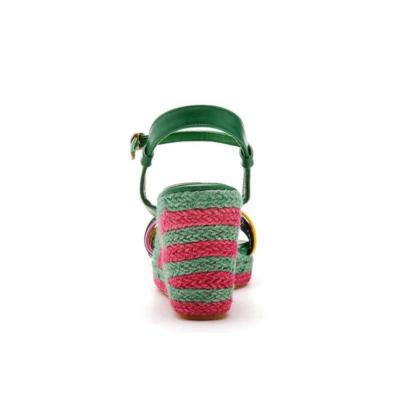 Bohemian Open Toe Platform Sandals Woven Straw Wedges