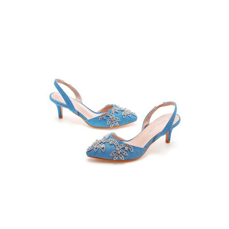 Pointed Toe rhinestone Glitter Slingback Pumps