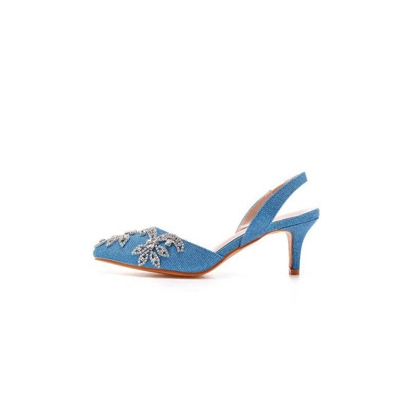 Pointed Toe rhinestone Glitter Slingback Pumps