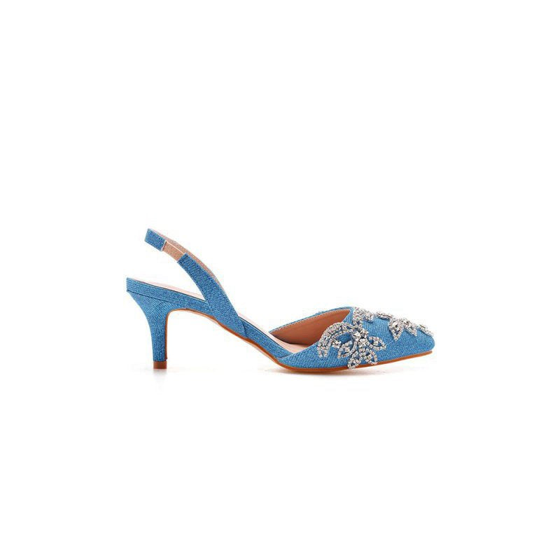 Pointed Toe rhinestone Glitter Slingback Pumps