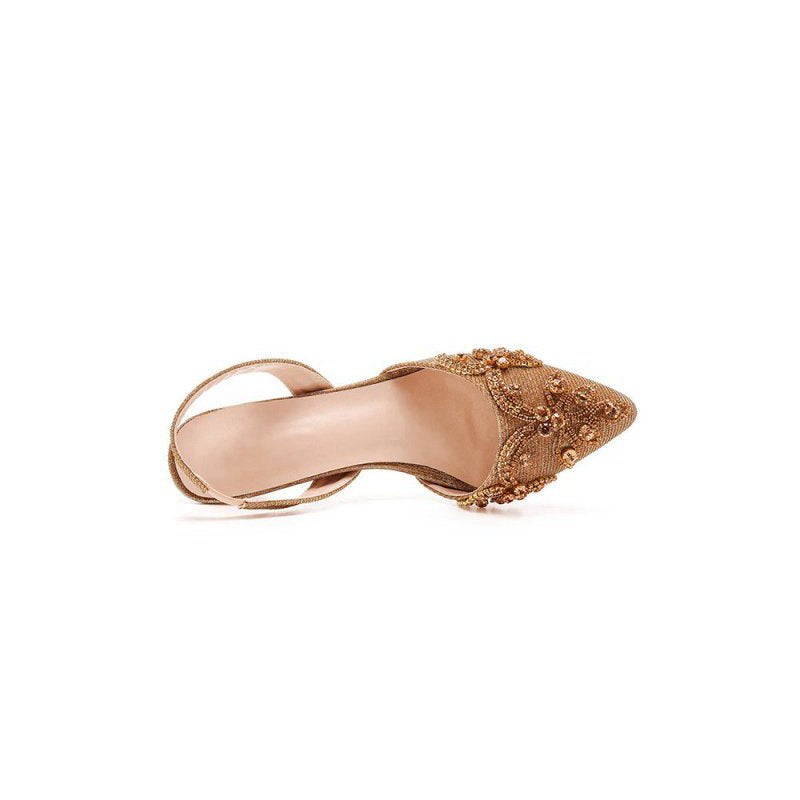 Pointed Toe rhinestone Glitter Slingback Pumps