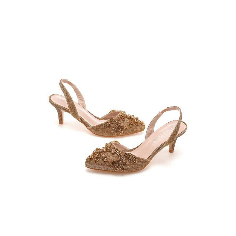 Pointed Toe rhinestone Glitter Slingback Pumps