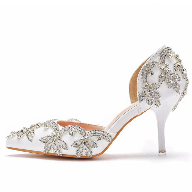 Woman's Wedding Shoes Pointed Toe rhinestone Stiletto