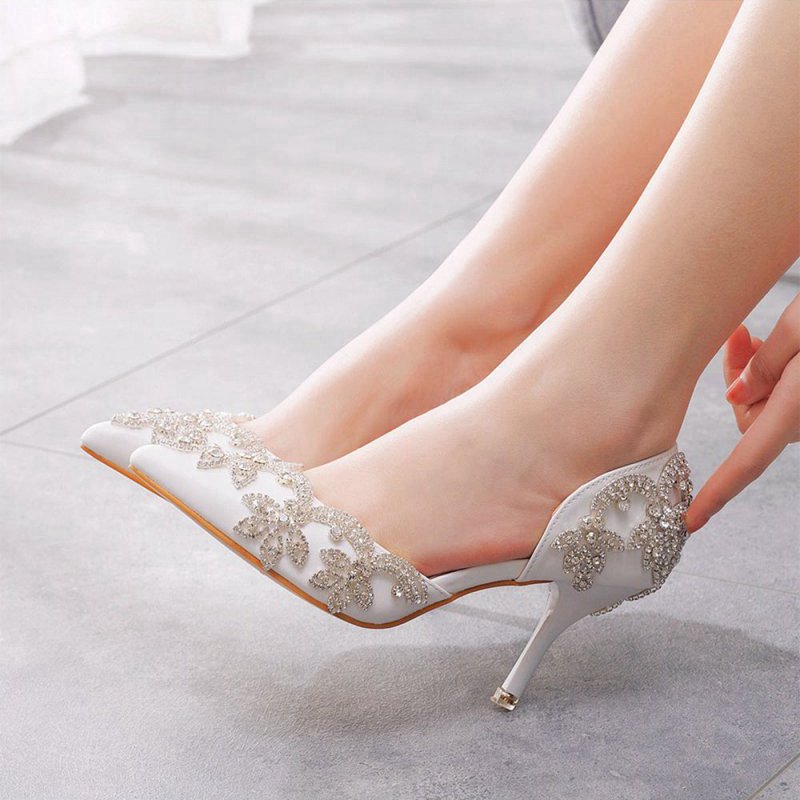 Woman's Wedding Shoes Pointed Toe rhinestone Stiletto