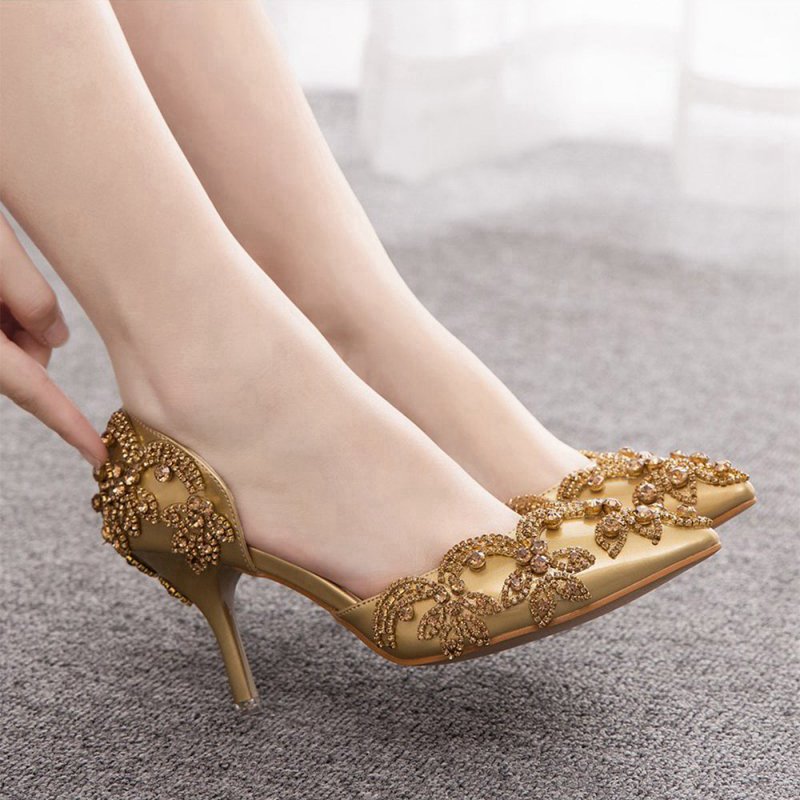 Woman's Wedding Shoes Pointed Toe rhinestone Stiletto