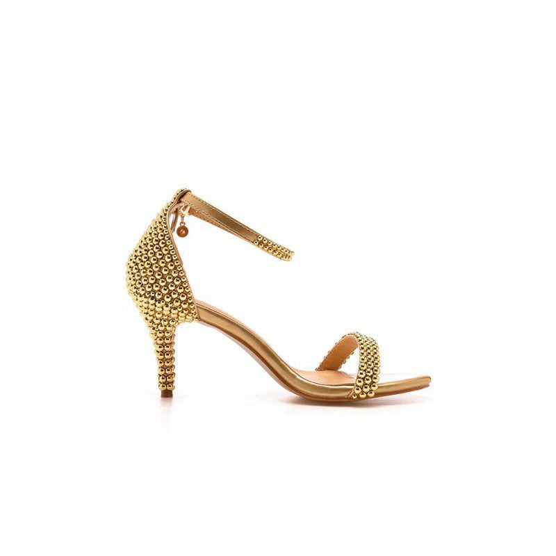 Open Toe Pearl Ankle Strap Wedding High Heels