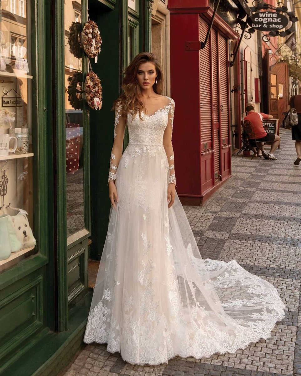 Modern Long Sleeves Mermaid Lace Wedding Dresses