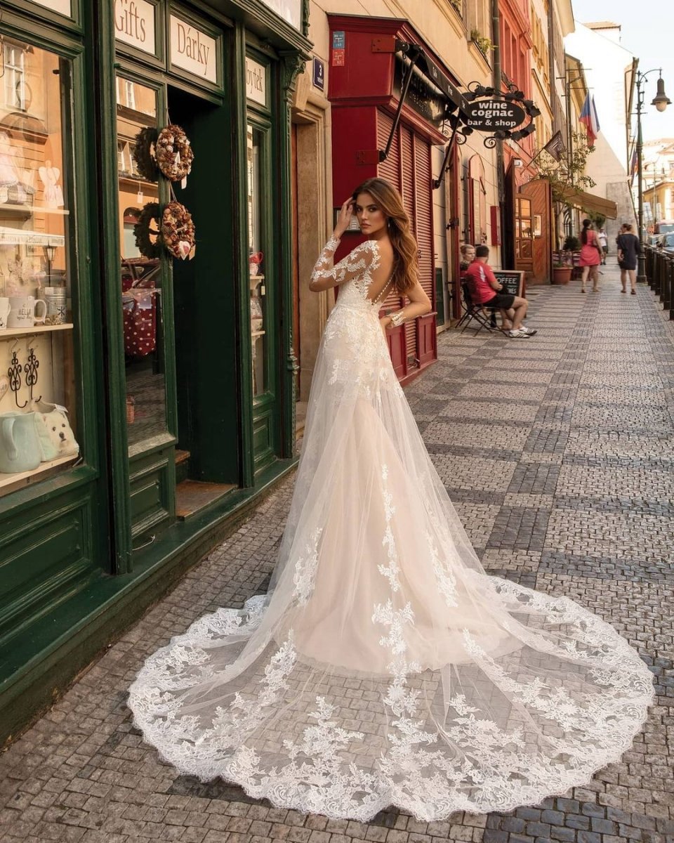Modern Long Sleeves Mermaid Lace Wedding Dresses