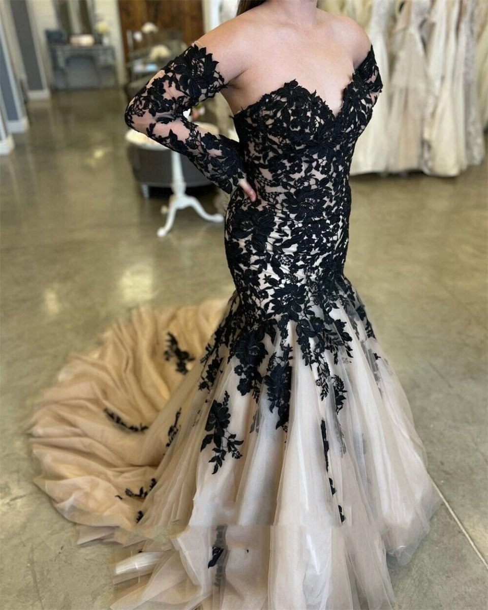 Mermaid Wedding Dresses Lace Strapless Sweep Train