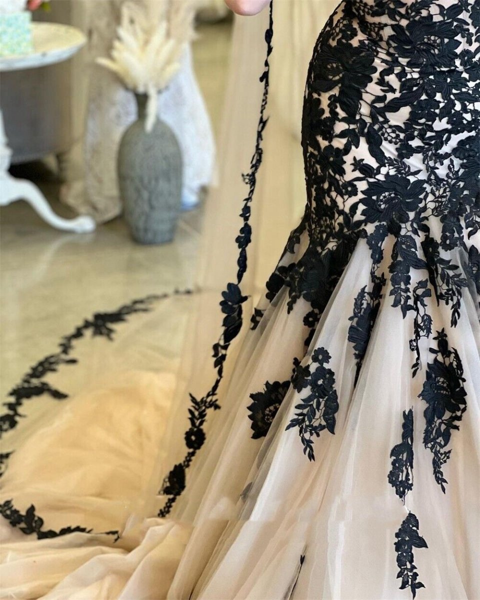 Mermaid Wedding Dresses Lace Strapless Sweep Train