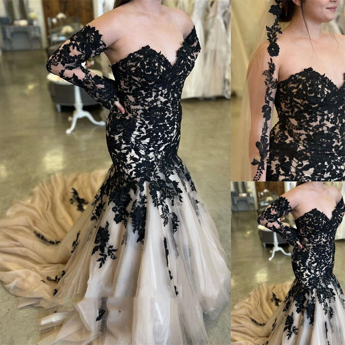 Mermaid Wedding Dresses Lace Strapless Sweep Train