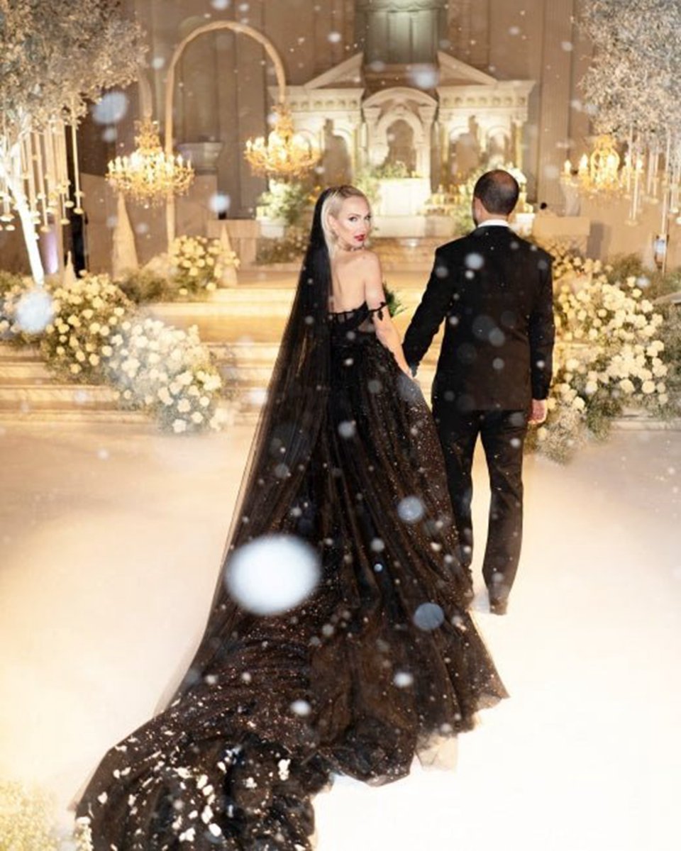 A-line Gothic Wedding Dresses with Sequin Lace Appliques