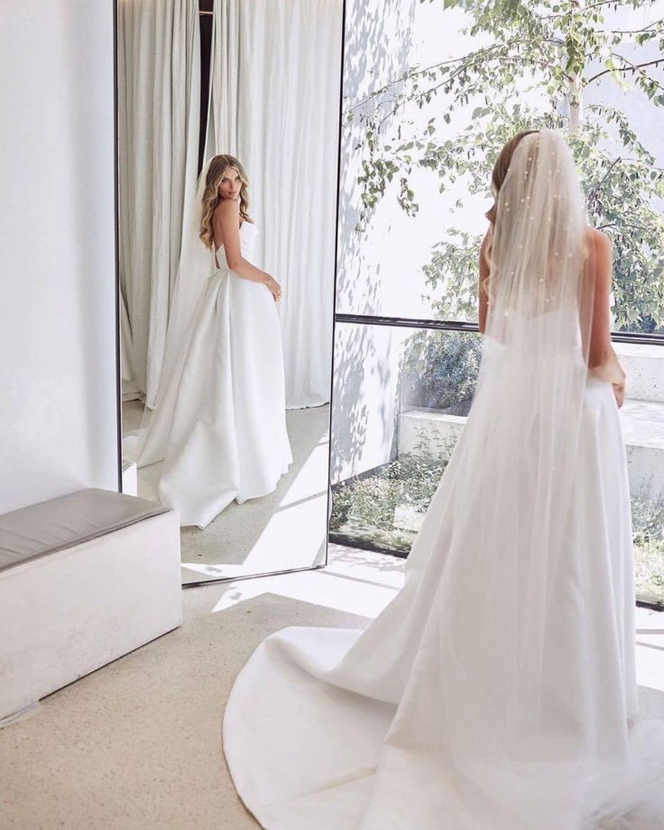 A-line Sleeveless Satin Wedding Dresses with Side Slit